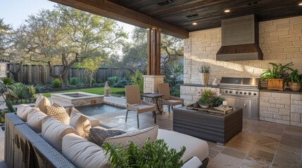 262. Outdoor patio with a barbecue grill and comfortable seating