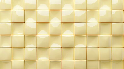 Fototapeta premium glossy, 3D pale yellow cubes, shiny and abstract background