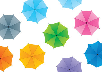 雨をイメージしたカラフルな傘のイラスト