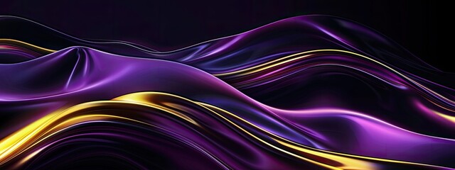 Fototapeta premium Black and purple modern abstract background with yellow glowing movement and high-speed light effect