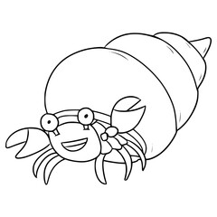 hermit crab illustration hand drawn outline vector