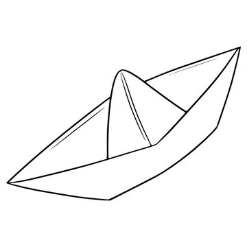 recommend clip art: paper boat origami illustration hand drawn outline vector