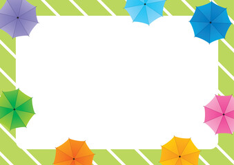 雨をイメージしたカラフルな傘のイラスト