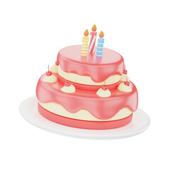 Full Birthday Cake with Candle Illustration for uiux, web, app, infographic, etc