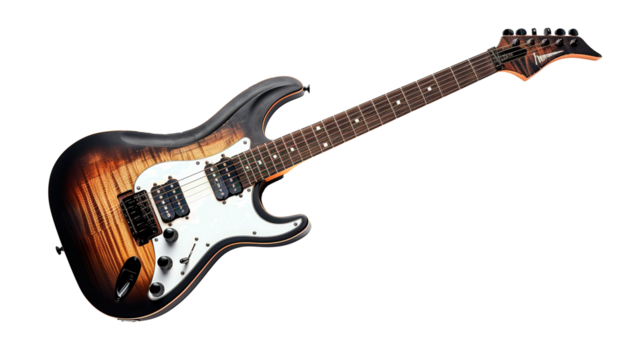 a guitar musical instrument isolated over transparent background