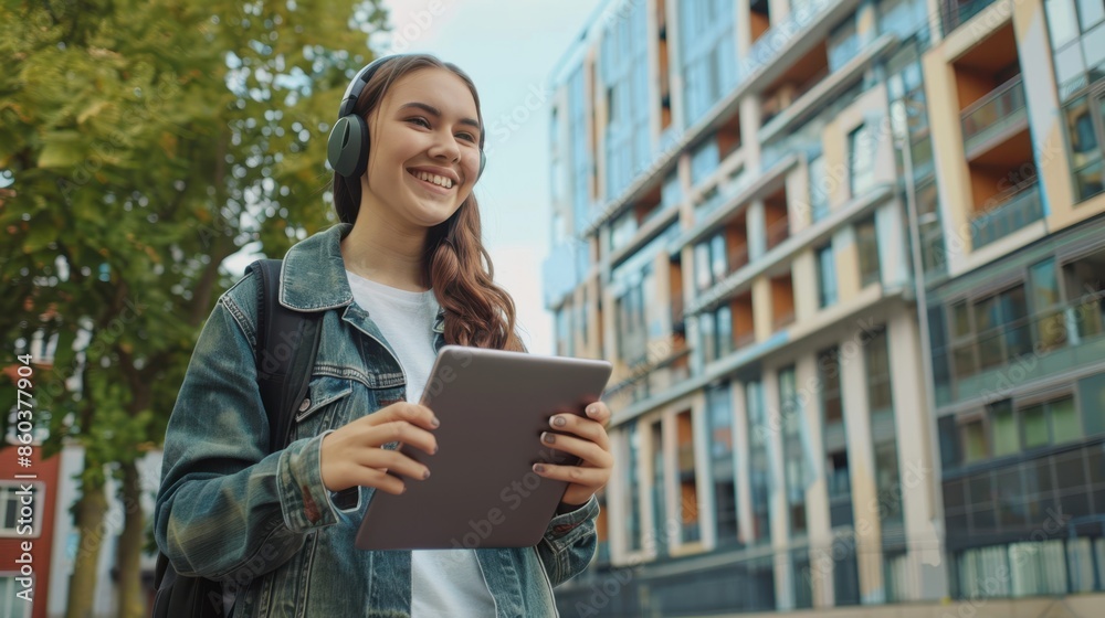 Poster the girl with headphones