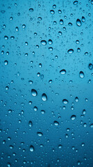 Drops of Water, Rain and Dew on Blue Background, Abstract Image, Texture, Pattern Background, Wallpaper, Background, Cover and Screen of Cell Phone, Smartphone, Computer, Laptop, Format 9:16 and 16:9 