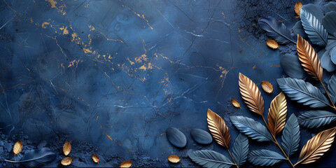 Obraz premium panel wall art, wall decoration, marble background with feather designs