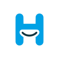 letter H smile professional logo vector illustration template design