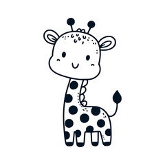 cute funny giraffe doodle hand drawn vector illustration template design