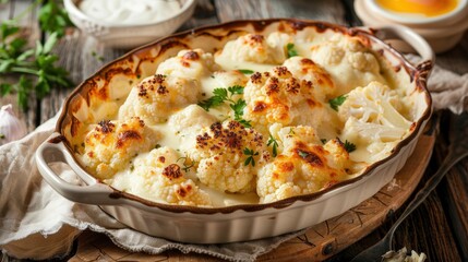 Cheesy Baked Cauliflower with Eggs and Cream