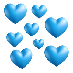 3D blue hearts