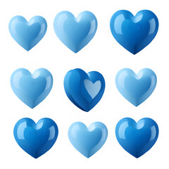 3D blue hearts