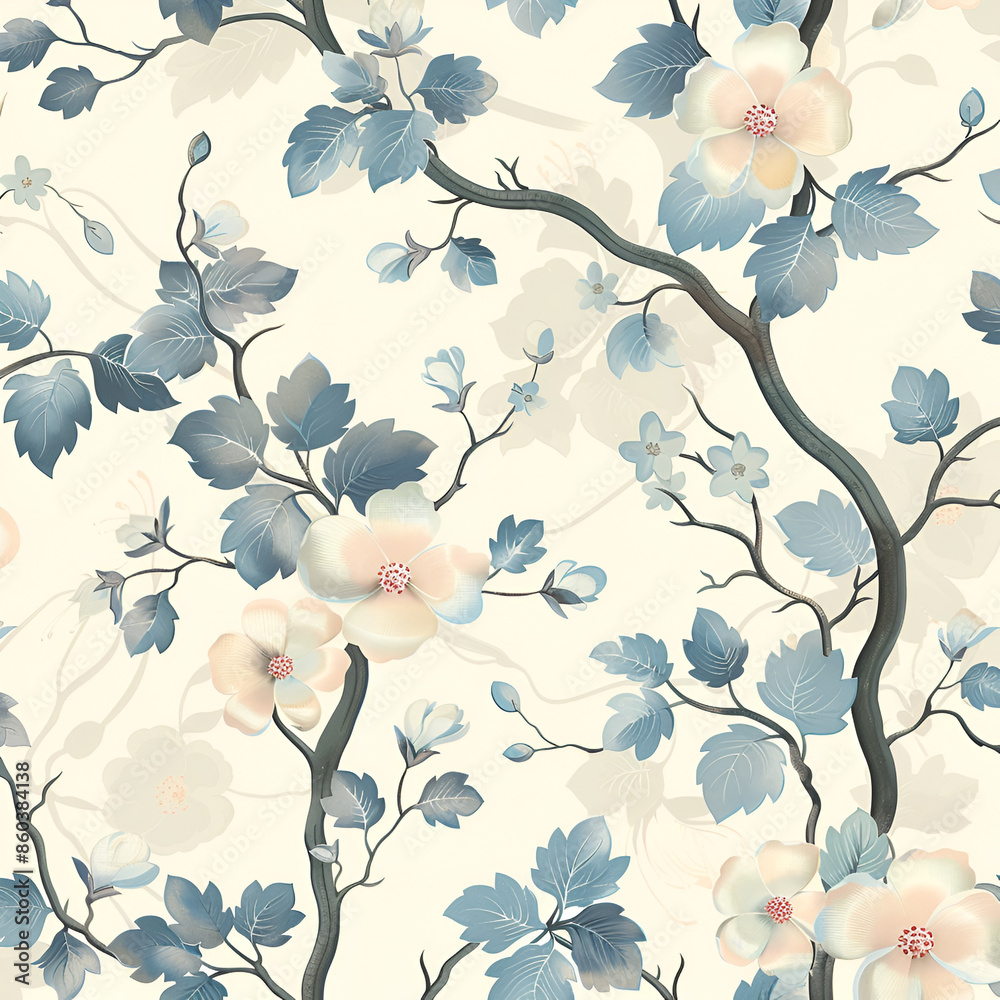 Wall mural seamless floral pattern