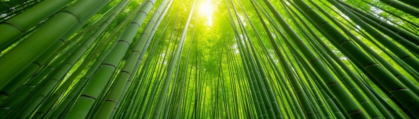 sunlight through lush green bamboo forest - a natural zen garden.