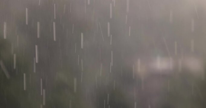 Pieces of hail in slow motion. A thunderstorm brings hail. Bad weather.