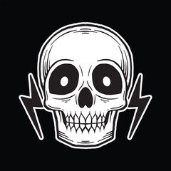 skull art illustration hand drawn black and white
