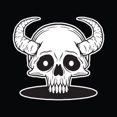 skull art illustration hand drawn black and white
