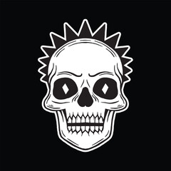 Obraz premium skull art illustration hand drawn black and white 
