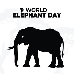 Obraz premium Elephant and tree vector of World Elephant Day concept even