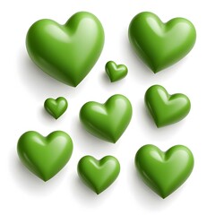 3D green hearts