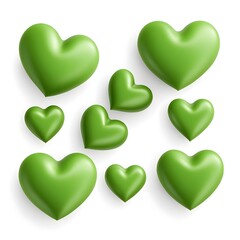 3D green hearts
