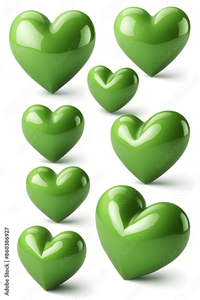 Wall mural 3D green hearts