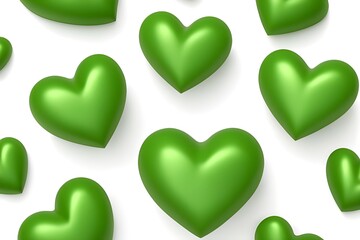 3D green hearts