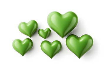 3D green hearts