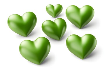 3D green hearts
