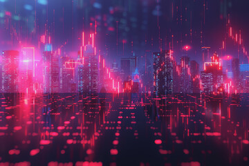 Obraz premium Stock market chart lines and financial graphs on technology abstract background.