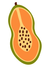 Papaya Element. Concept of healthy food and product. Summer fruit. Vector flat illustration.