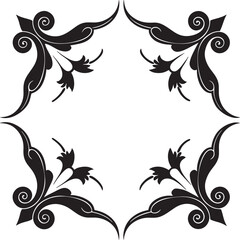 abstract floral frame illustration black and white