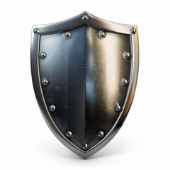 A Metal Shield With Rivets Isolated on a White Background