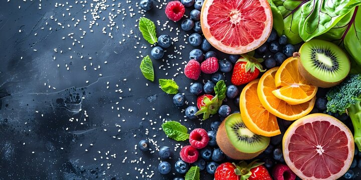 Fruits and Vegetables Essential Sources of Vitamins, Minerals, and Fiber for Health. Concept Healthy Eating, Nutrient-Rich Foods, Balanced Diet, Plant-Based Diet, Nutrition Benefits