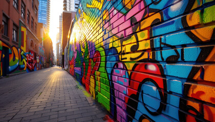 Fototapeta premium A colorful wall with graffiti on it