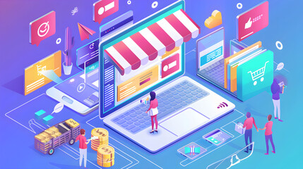 Marketing online concept design, modern business