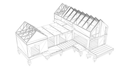 3D illustration of building structure