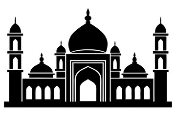 black silhouette mosque vector illustration