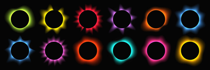 Set of circle illuminate light frames