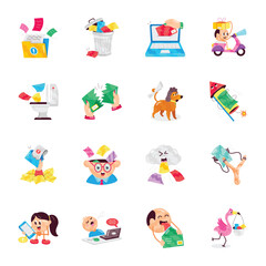 Fototapeta premium Collection of Mail Delivery Flat Stickers