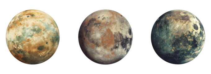 Set of planet on transparent background.