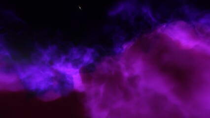 A blue and purple space background with stars and a galaxy