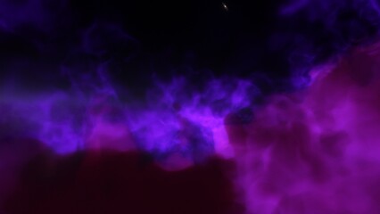 A blue and purple space background with stars and a galaxy