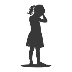 Silhouette of a Girl in Distress, Covering Face.