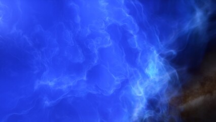 A blue and purple space background with stars and a galaxy