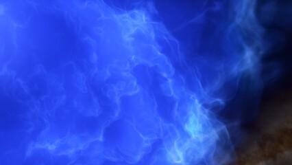 A blue and purple space background with stars and a galaxy