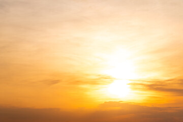 Beautiful , luxury soft gradient orange gold clouds and sunlight on the blue sky perfect for the background, take in everning,Twilight, Large size, high definition landscape photo