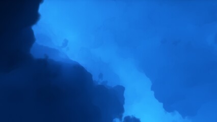 A blue space background with stars and a galaxy