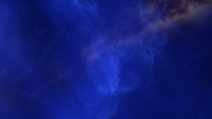 A blue space background with stars and a galaxy